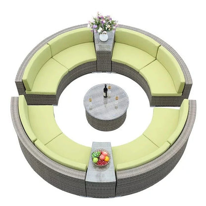 Outdoor round rattan sofa combination curved living room sofa
