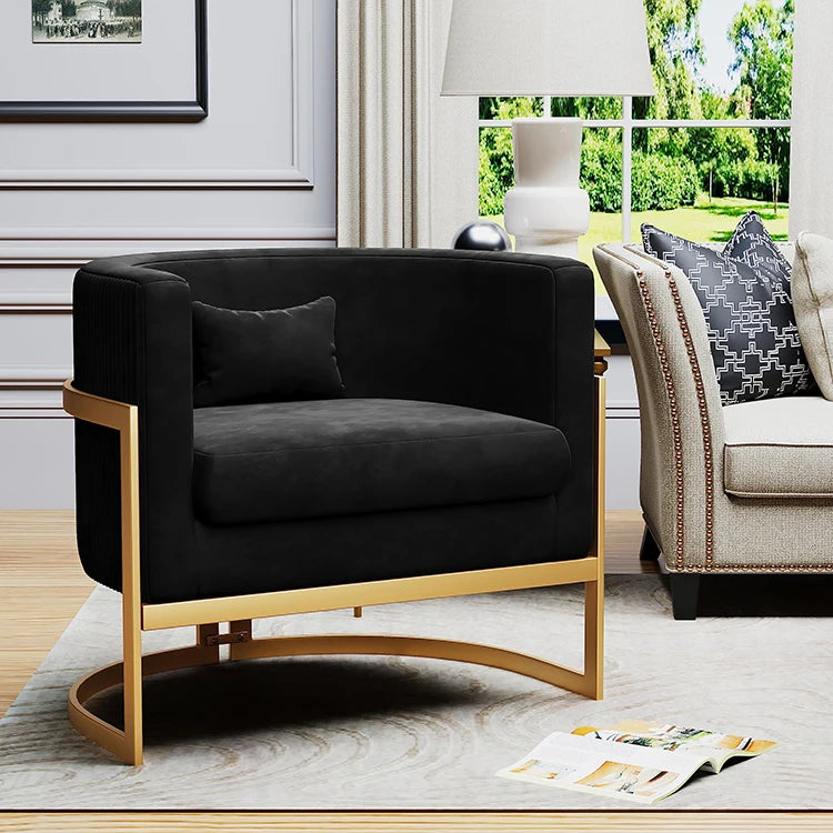 Luxury Living Room Chair Barrel Wide Arm Chair Club Single Leisure Accent Chair
