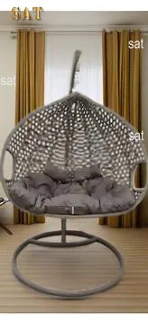Swing Outdoor Furniture Rope Chair Modern Wicker Rattan Balcony Garden Hanging Double Egg Swing Chair with Metal Bracket
