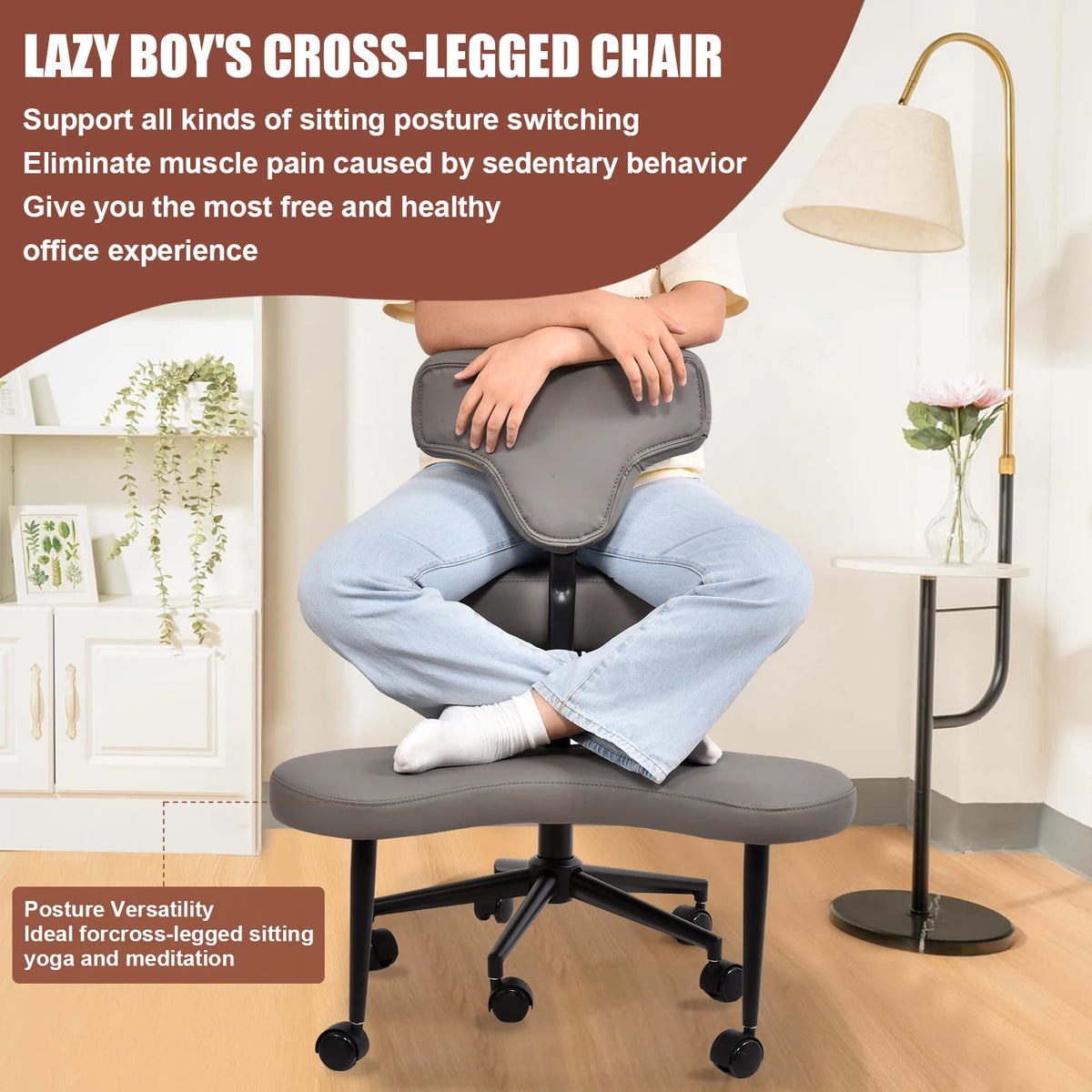Meditation Chair Relaxing Chair with Wheels Height Adjustable Seat w/Lumbar Support for Adults Fidget and Yoga,Pose Improvement