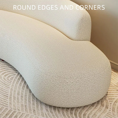Comfort Beige Lamb Fleece Sofa with Soft Sponge Cushion Modern Sturdy Wooden Frame Living Room Couches Office Hotel Lounge Sofas