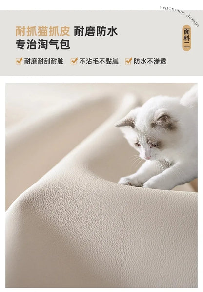 Comfortable Ergonomic Living Room Chair with Genuine Leather Backrest for Study, Cafe, and Gaming Use