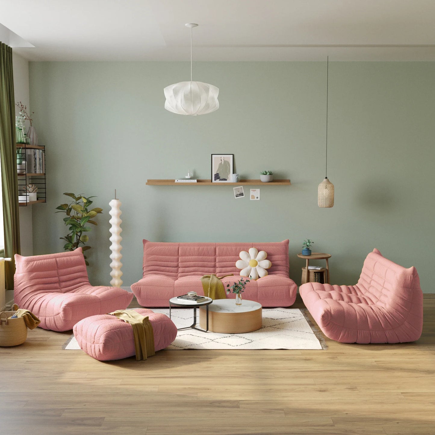 Drop Shipping Nordic White Living Room Sofa 3 Seater Couch Compressed Vacuum Foam Floor Lazy Chair Sofa Set
