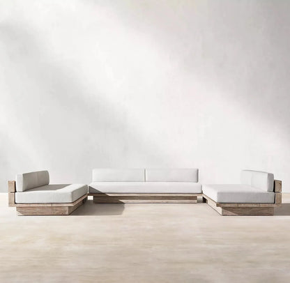nvNordic Creative Outdoor Garden Sofa Waterproof Sunscreen Teak Do Old Outdoor Sofa Combination Outdoor Furniture&