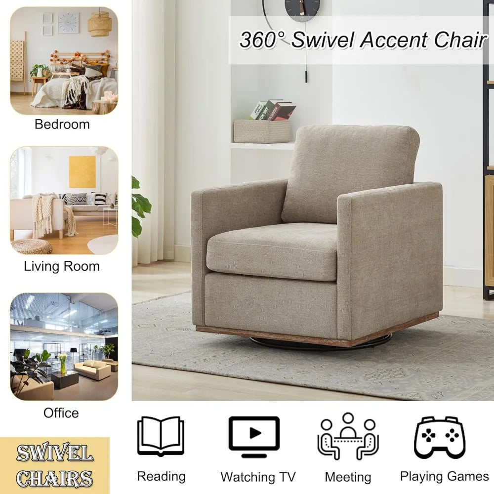 Swivel Accent Chair Set of 2, 360 Degree Square Swivel Barrel Chair for Living Room, Mid Century Modern Upholstered Accent Chair