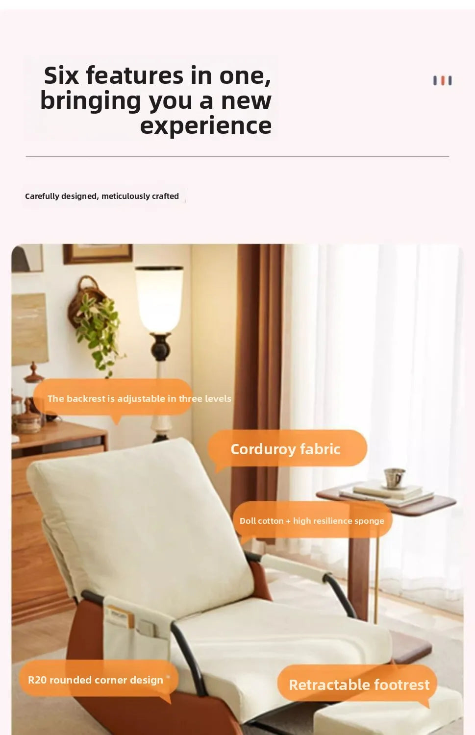 Multifunctional Rocking Chair Adjustable Recliner for Living Room and Bedroom Furniture Comfortable Single Seater Lounge Chair
