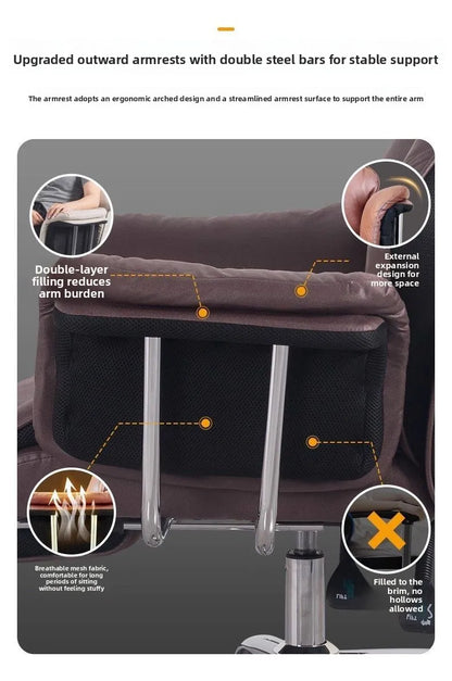 Ergonomic Reclining Office Chair with Footrest PU Leather Executive Swivel Computer Desk Chair Aluminum Base for Home Office