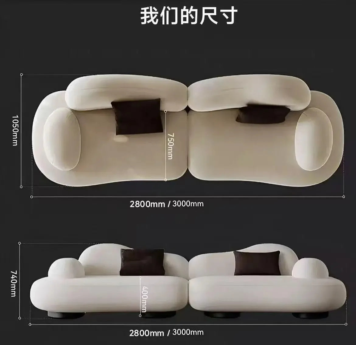Italian minimalist sea salt sofa living room large flat layer fabric simple modern special-shaped sofa