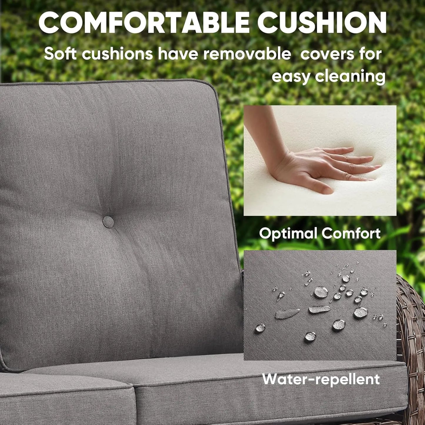 Outdoor Loveseat Sofa 2-Seat PE Wicker Outdoor Couch with Coffee Table,Deep Seat High Back Outdoor Patio Furniture for Patio