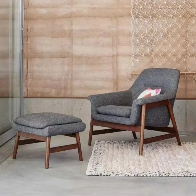 Factory Wholesale Modern Simple Minimalist Velvet comfort Fabric Leisure Reclining Lounge Wooden Living Room Chair