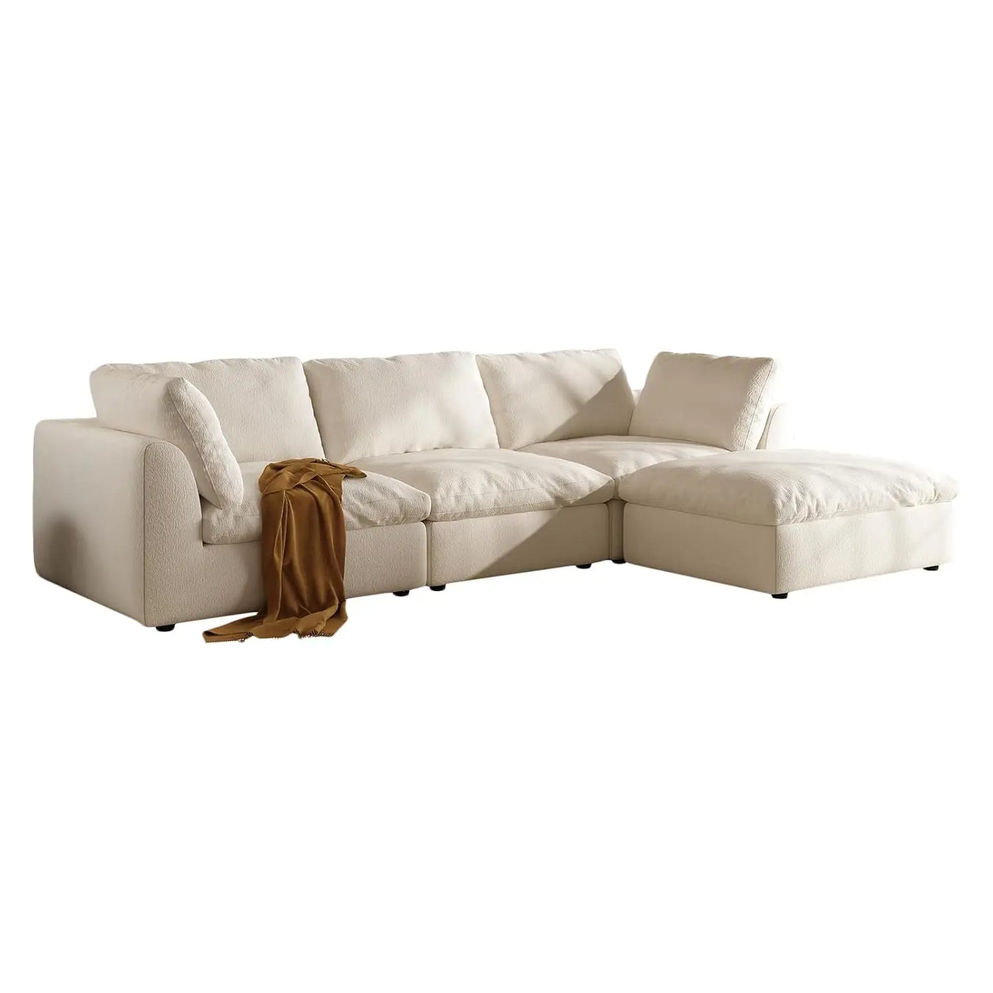110" Cloud Couch Modular Sectional Sofa, Convertible L-Shape Couch with Ottoman, Modern Sofa3 Seater Modular, Customized