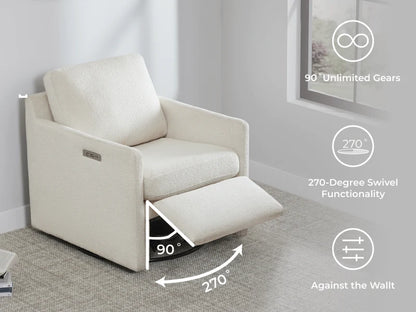 Swivel Accent Chair with Electric Footrests, Living Room Sofa Chair with Power Motor, USB and Type-C Ports, Cream