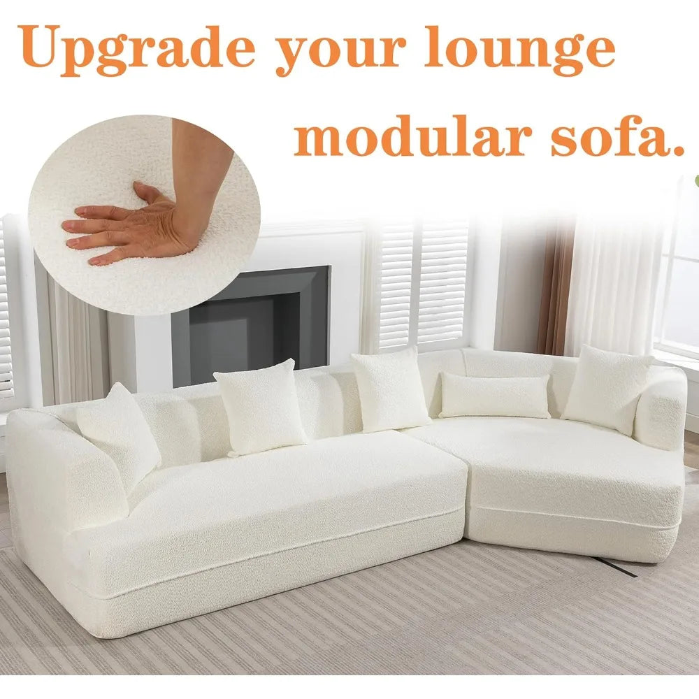 128 Cloud Sectional Couch, Upholstered Couches for Living Room Bedroom, Modern Boneless Modular Sofa with Deep Seat