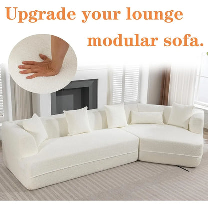 128 Cloud Sectional Couch, Upholstered Couches for Living Room Bedroom, Modern Boneless Modular Sofa with Deep Seat
