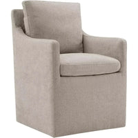 Khaki Upholstered Dining Chair with Casters, Modern Accent Armchair for Dining Room, Bedroom, Living Room, and Reading Room