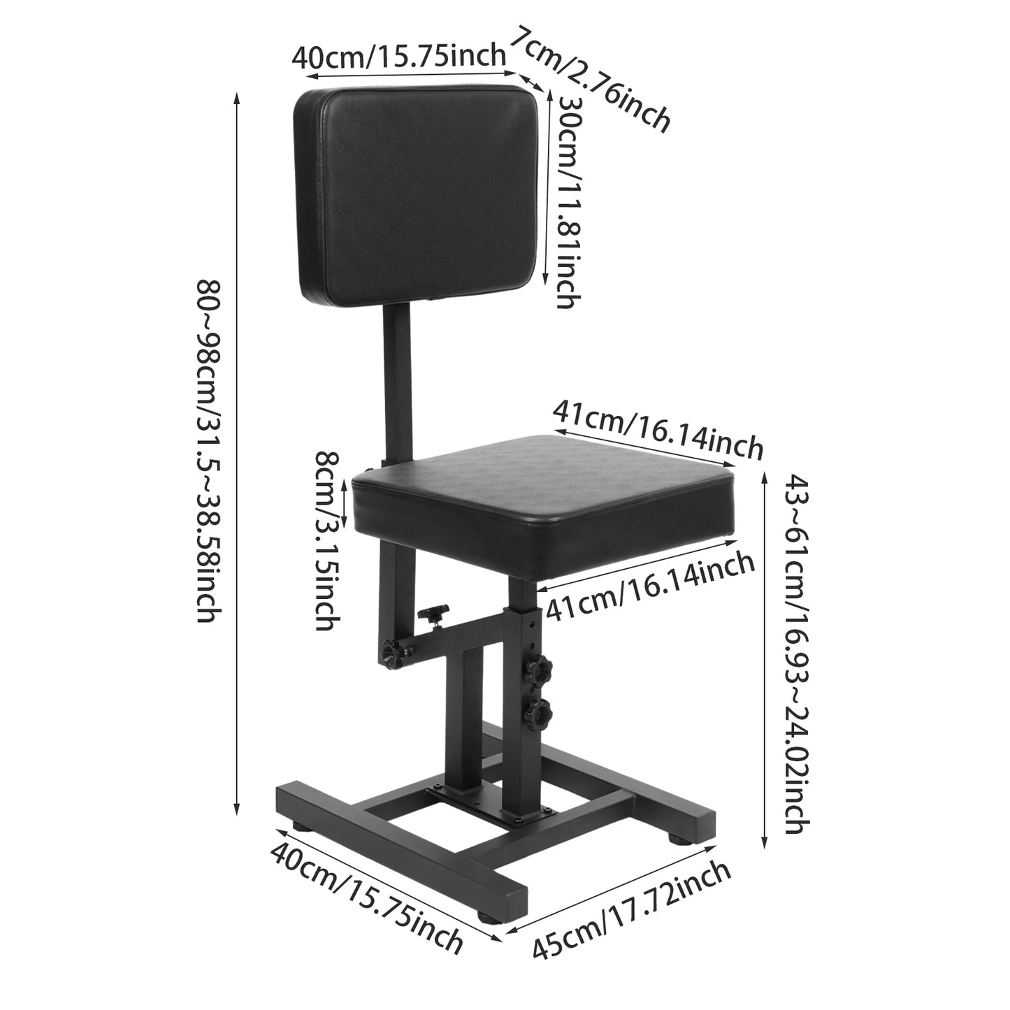 Multifunctional Chair with Armrest, 80-98cm Adjustable Tattoo Salon Chairs Steel Frame Lift Tattoo Bench For Tattoo Artist