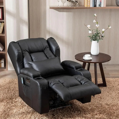 Power Recliner Chair – Overstuffed Home Theater Seating with Heat, Massage, Electric Reclining & Sleeper Function