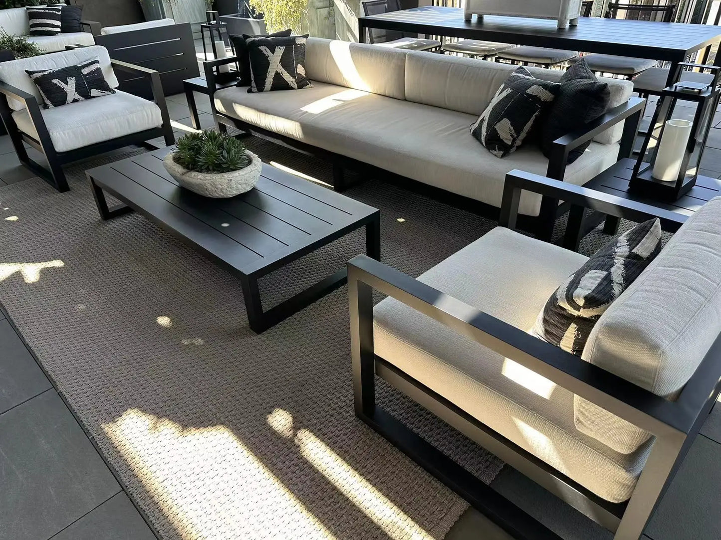 Chinese Factory Wholesale Outdoor Courtyard Terrace Aluminum Sofa Tea Table Combination Outdoor Garden Sofa Furniture