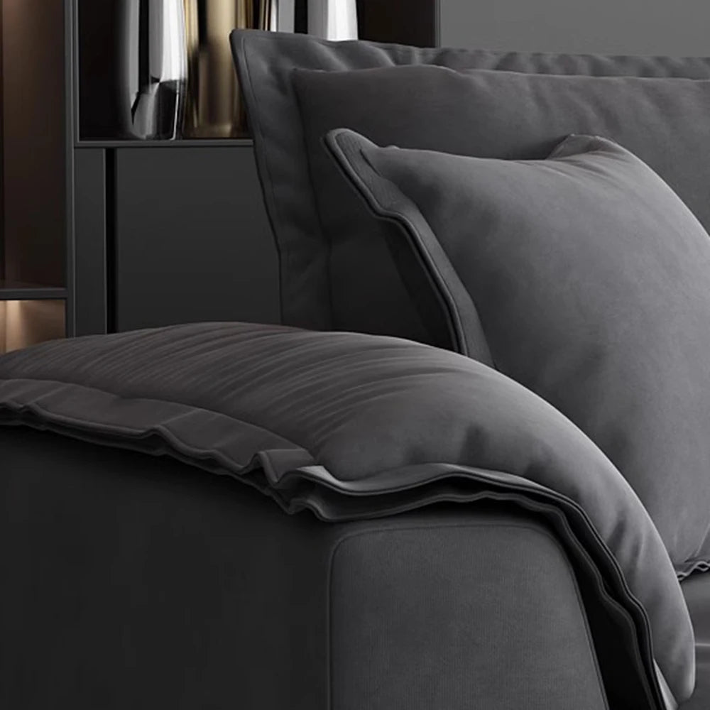 A Minimalist petal retro sofa home living room simple matte fabric corner sofa