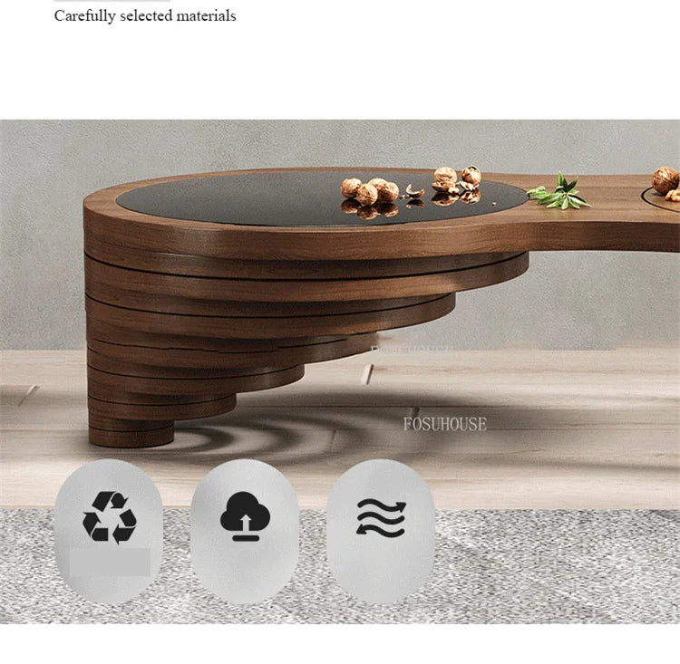 Tables basses design en bois massif, meubles de salon de luxe pour la maison, Table d'appoint de canapé, Table centrale ronde moderne en verre trempé