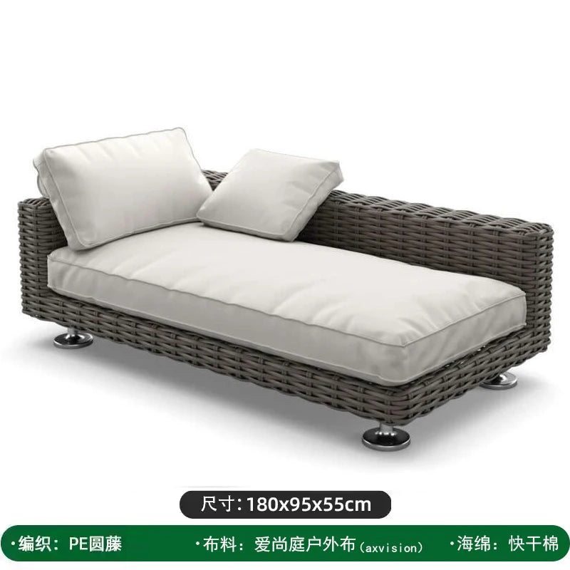 Outdoor leisure sofa, courtyard balcony, coffee table combination, outdoor outdoor garden, rattan woven leisure furniture