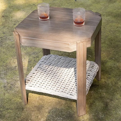 Swivel Rocker Patio Chairs Set with Matching Side Table Wicker Bistro Set and Premium Cushion Fabric