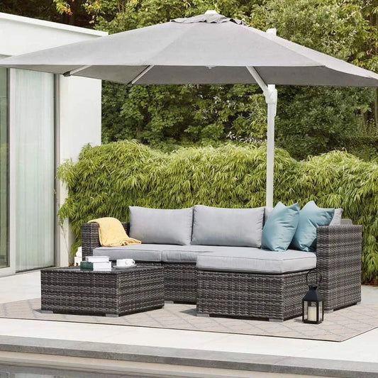 All Weather Grey PE Rattan Sectional Corner Sofa Set, Additional Extra Chairs for Outdoor Sec，Outdoor Wicker Loveseat 2 Pieces,