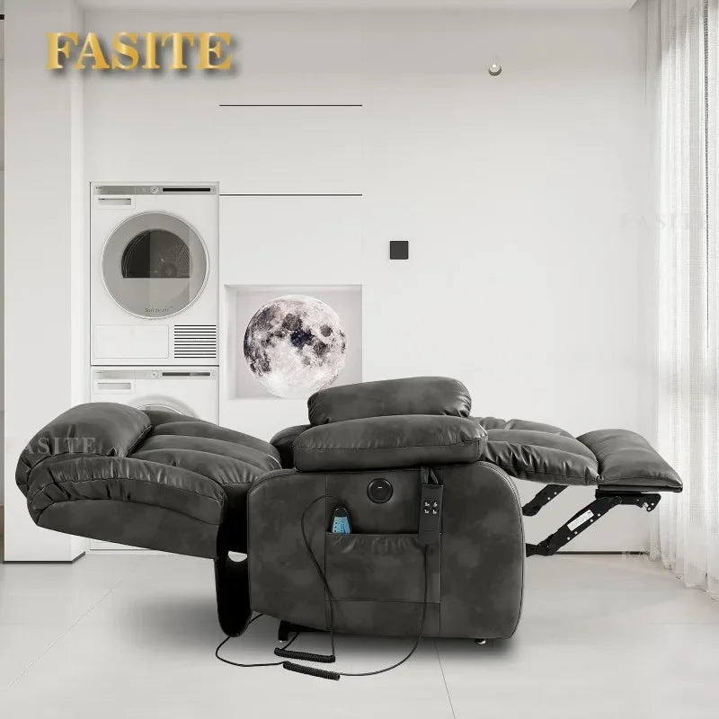Infinite Position Power Lift Chair Lay Flat Recliner Dual Motor Sleeper Chair With Massage And Heating For Elderly Controllable