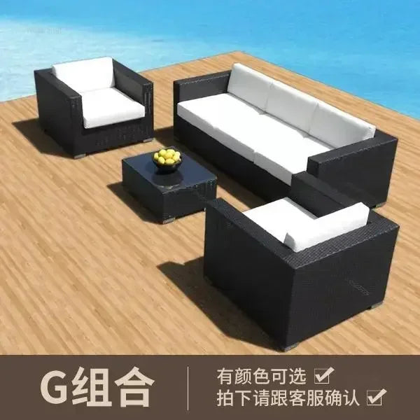 Luxury Terrace Courtyard Garden Furniture Outdoor Garden Sofa Combination Outdoor Waterproof Sun Protection Leisure Sofa Chair N