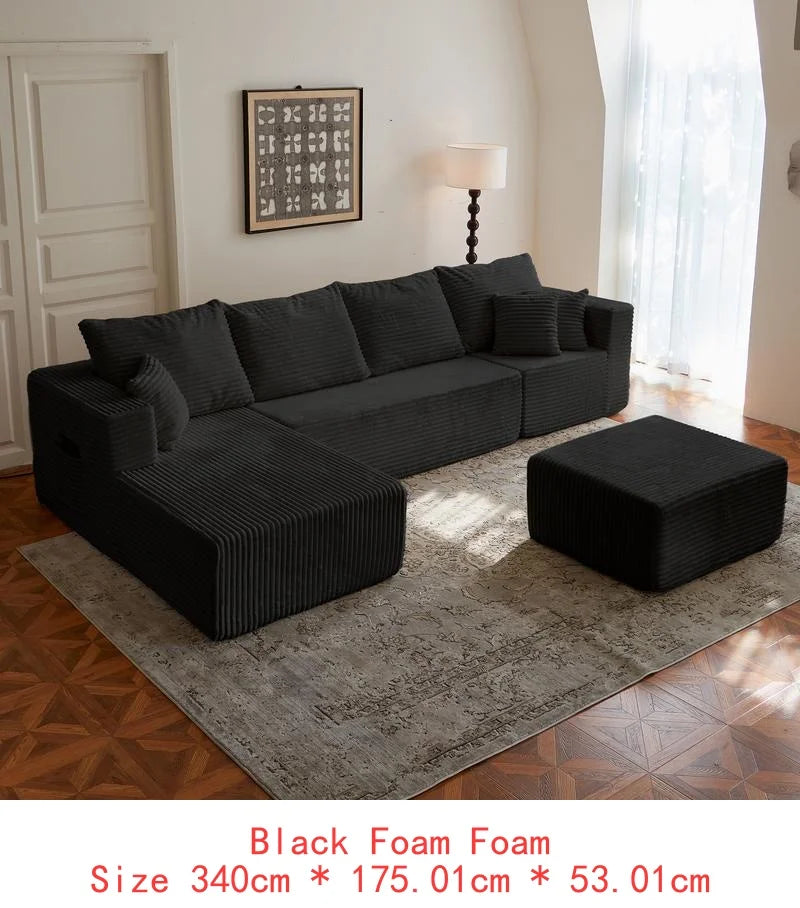 133.86-Inch U-Shaped Cloud Modular Sectional Sofa with Ottoman, Modern Upholstered Couch for Living Room, Deep Seat Corner