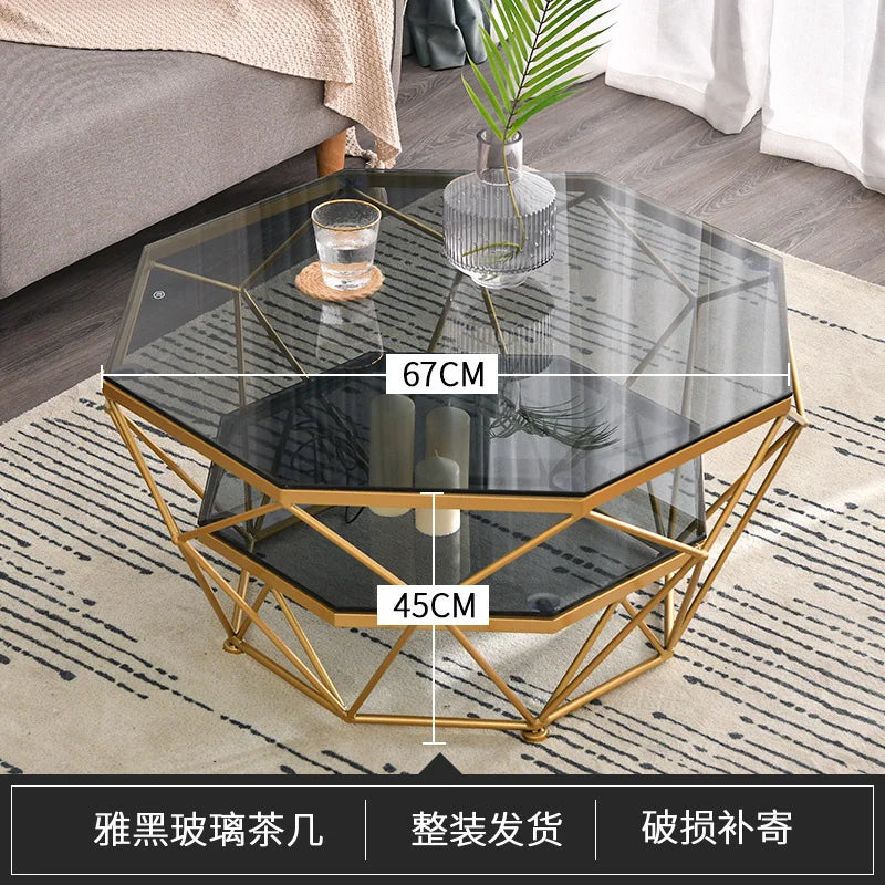 Nordic Glass Living Room Coffee Tables Light Luxury Modern Toughened Glass Bedroom Corner Table Iron Coffee Table Home Furniture