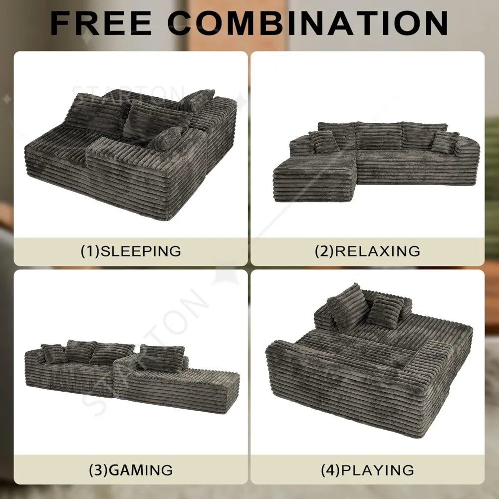 Couch with L-Shape Chaise,Modern Modular Sofa with Deep Seat, Upholstered Couches