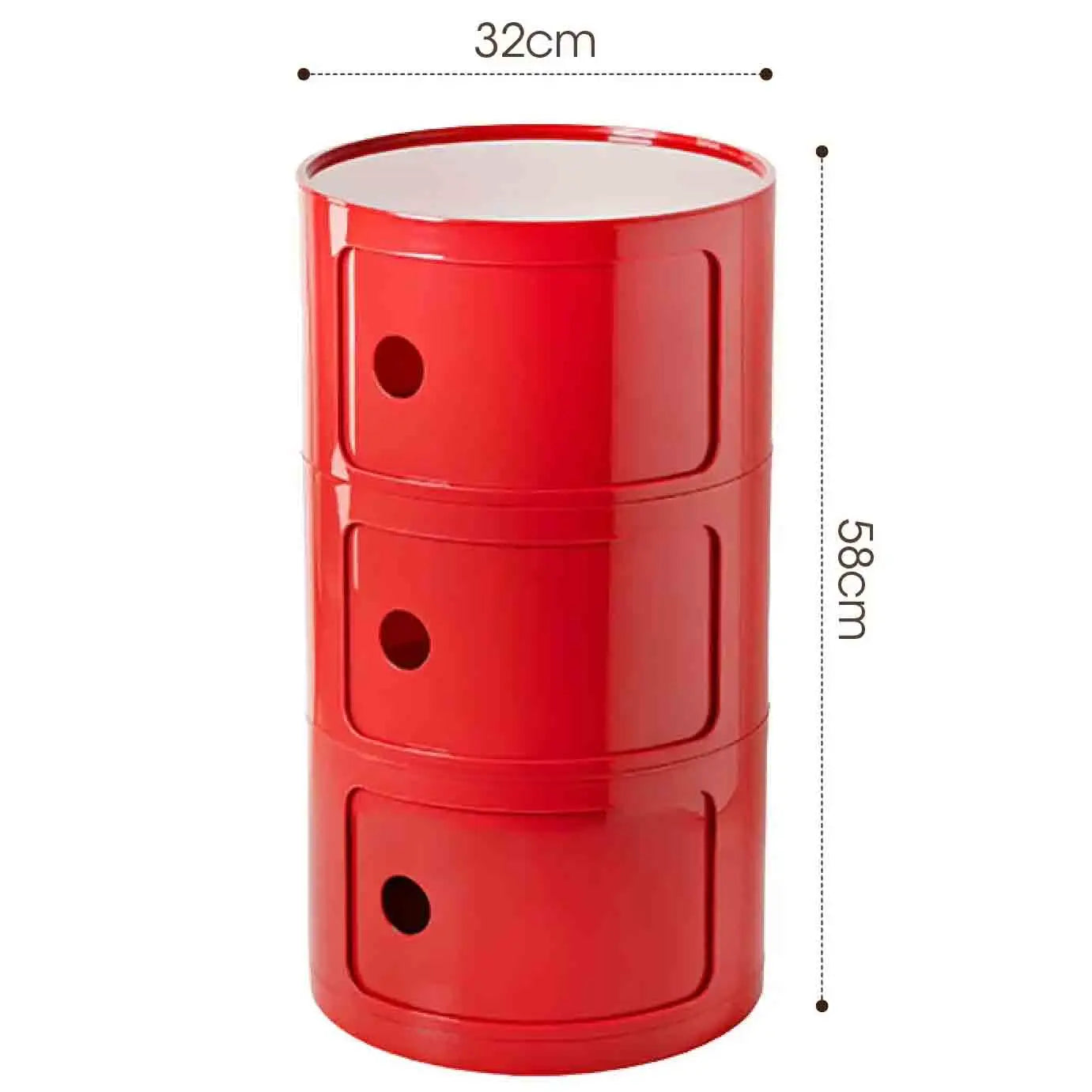Plastic Round Nightstand Bedside Table Cabinet with Sliding Doors Round Storage Bedside Cabinet Nightstand  for Living Bedroom