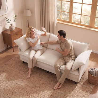 69 Inch Small Sofa, 3-Seater Loveseat Couch with Cloud 2 Layer Cushion, 22.8" Deep Seat, Oversized Pillows,Customized