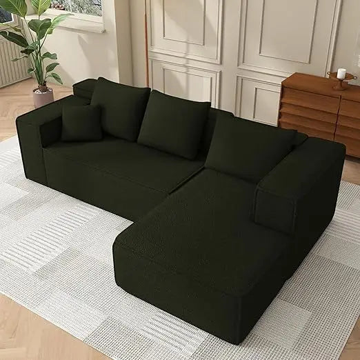 Modular Sectional Sofa, Corduroy Lounge Sofa with Movable Cushions, Modular Couch for  Living Room, Bedroom, Apartment