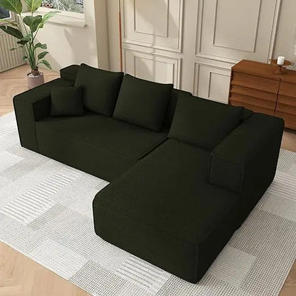 Modular Sectional Sofa, Corduroy Lounge Sofa with Movable Cushions, Modular Couch for  Living Room, Bedroom, Apartment