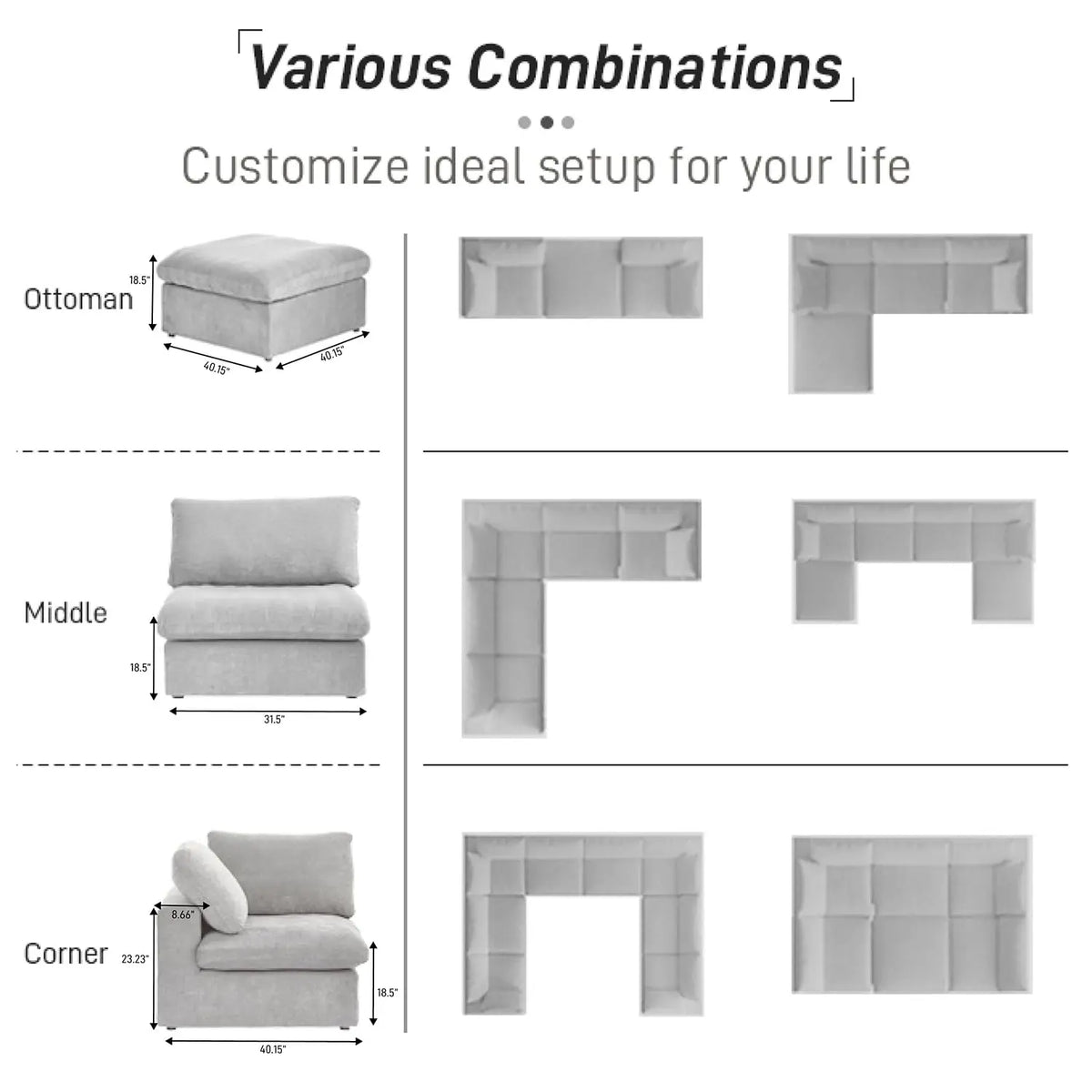 Living Room Apartment Hotel Furniture Sofa Modular Combination Sofa Set