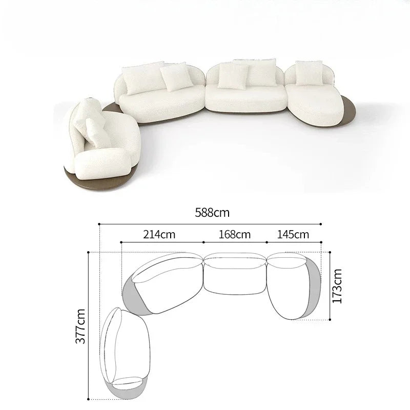 Living Room Coffee Table Designer Creative Three-person Log Style Furniture Modern Simple Modern Morocco Fabric Sectional Sofas