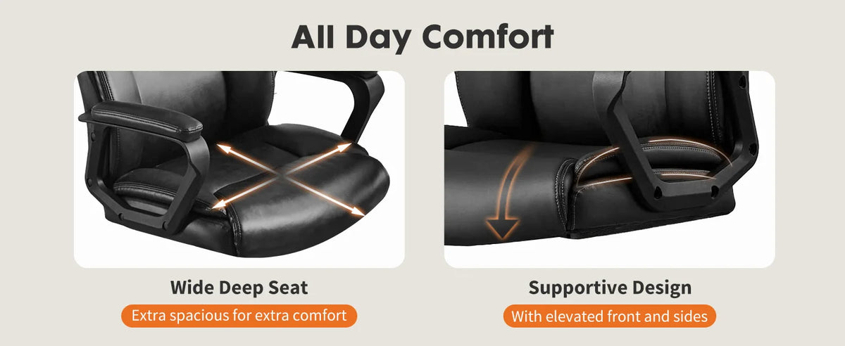 JHK Ergonomic Office Chair Heavy Duty Task Desk Chair with Flip-up Arms PU Leather Adjustable Swivel Rolling Gaming Chair