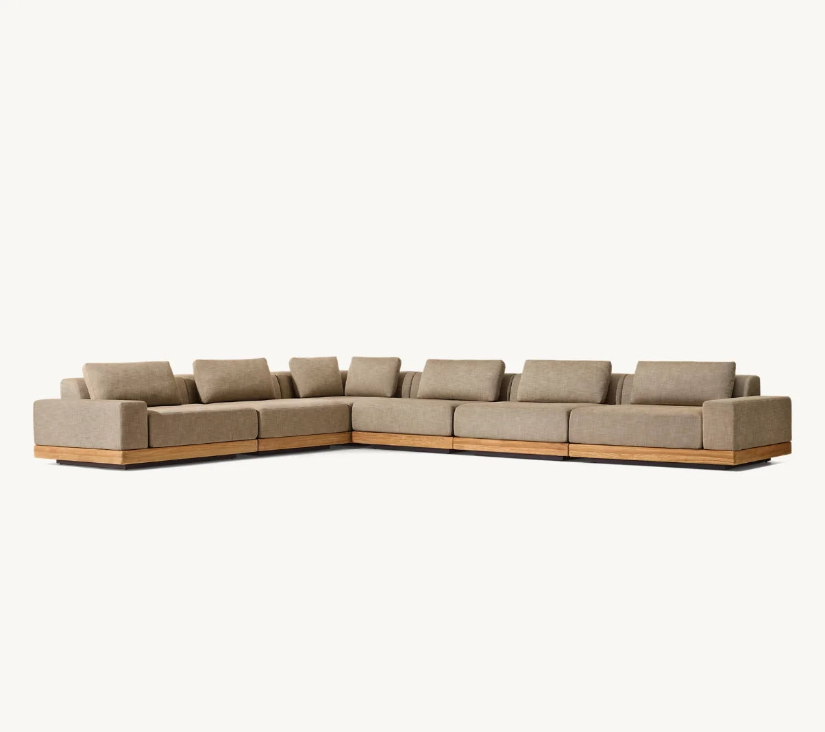 Modern Luxury All Weather Patio Garden Hotel Pool Sofa Set Outdoor Leisure Solid Wood Furniture Teak Modular Sofa L-Sectional