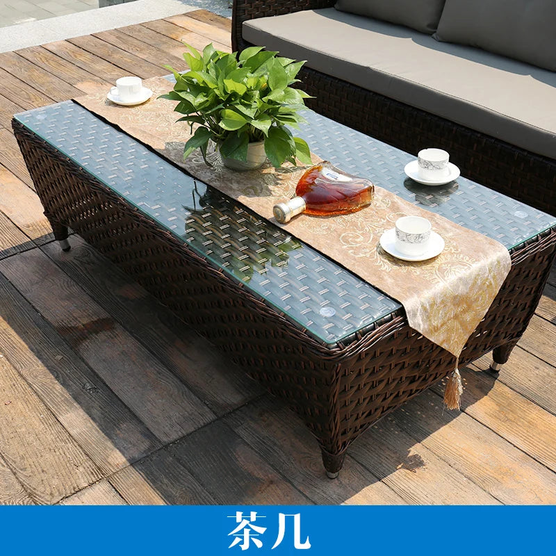 Leisure Courtyard Garden Sofas Outdoor Simple Homestay Coffee Table Garden Sofa Terrace Pe Rattan Furniture Sofá Exterior MHHYSF