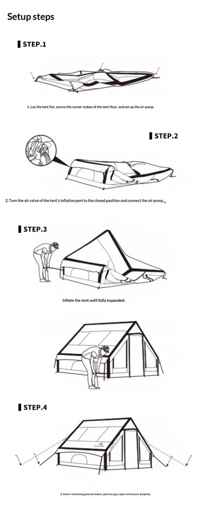 MOUNTAINHIKER Extra Large 3-6 Person Inflatable Family Camping Tent with High-Quality Windproof and Spacious Interior