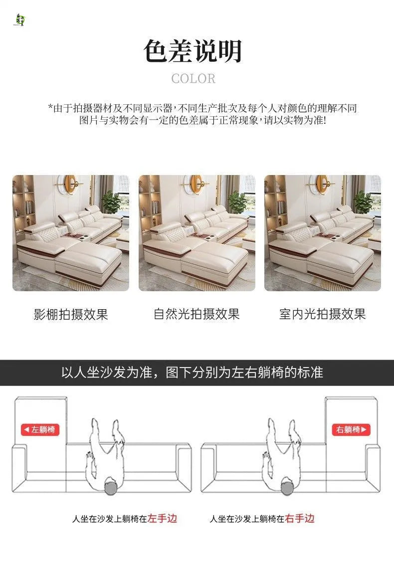 Modern simple leather sofa living room home light luxury sofa concubine combination