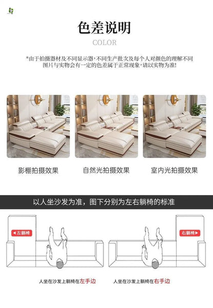 Modern simple leather sofa living room home light luxury sofa concubine combination