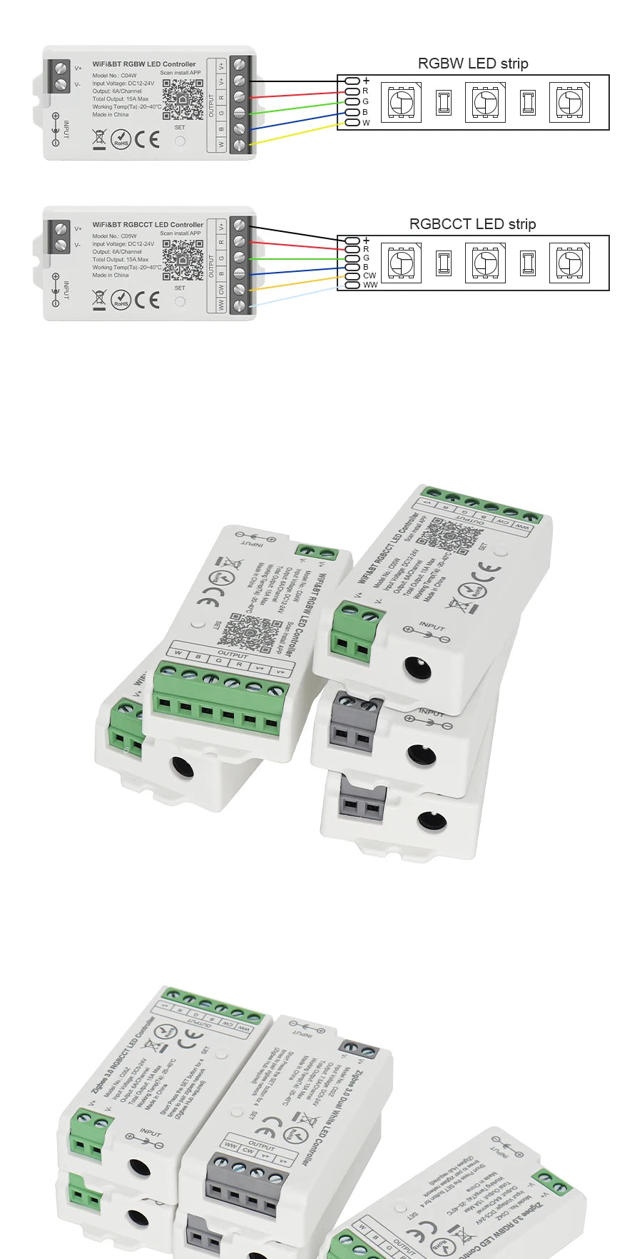 Smart LED Dimmer Tuya Wifi Zigbee DIM CCT RGB RGBW RGBCCT PWM LED Controller Support Alexa Google Home Voice Control