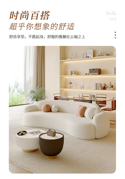 Curved Living Room Sofas Designer Beauty Salon Sofa Clothing Store Rest Area Reception Sofa Cream Style Living Room Furniture GL