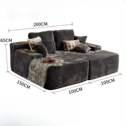 Vacuum Compressed Comfy Corduroy Fluffy Sofa Set Furniture Living Room Modular Couch Modern L Shape Sectional Sofa