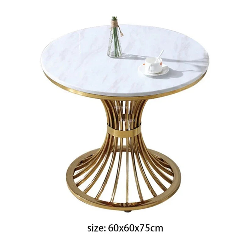 Nordic Minimalist Marble Coffee Tables Light Luxury Living Room Side Table Golden Iron Round Coffee Table Modern Home Furniture