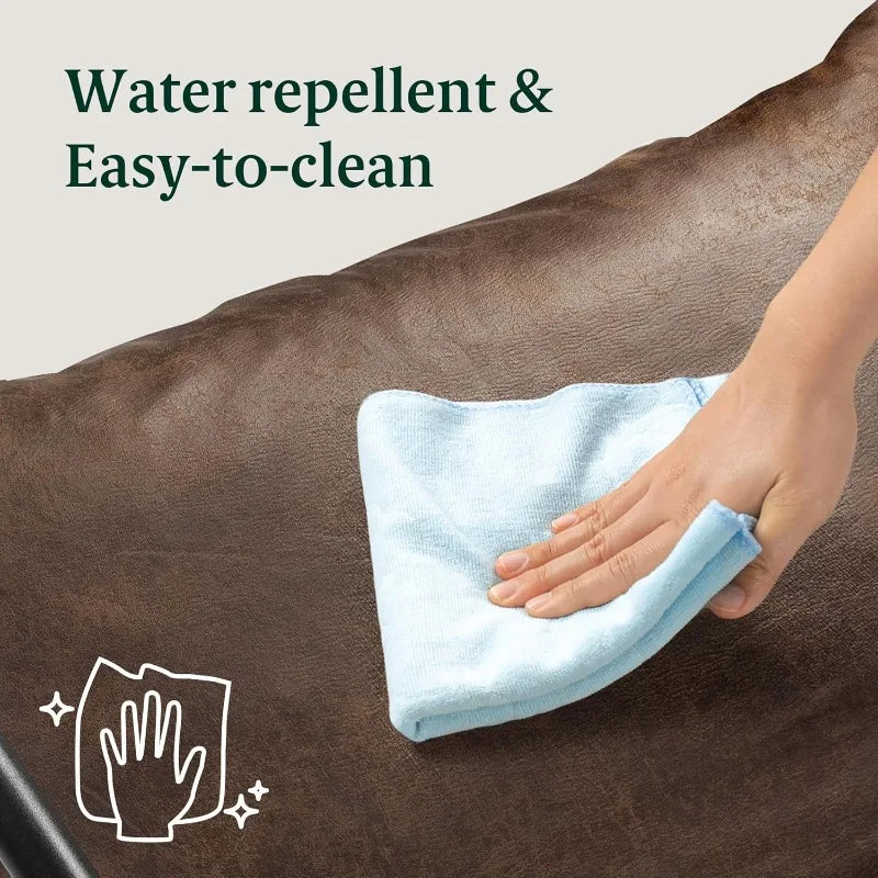 Aidan Faux Leather Sling Accent Chair, Metal Framed Armchair with Shredded Foam Cushioning, Cocoa Brown