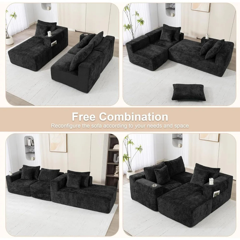 Sectional Sofa with L-Shape Chaise, 102" Cloud Sectional Couch with Deep Seat, 3 Seat Modular Sofa Memory Foam